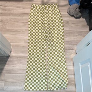 Green and White Checkered Pants